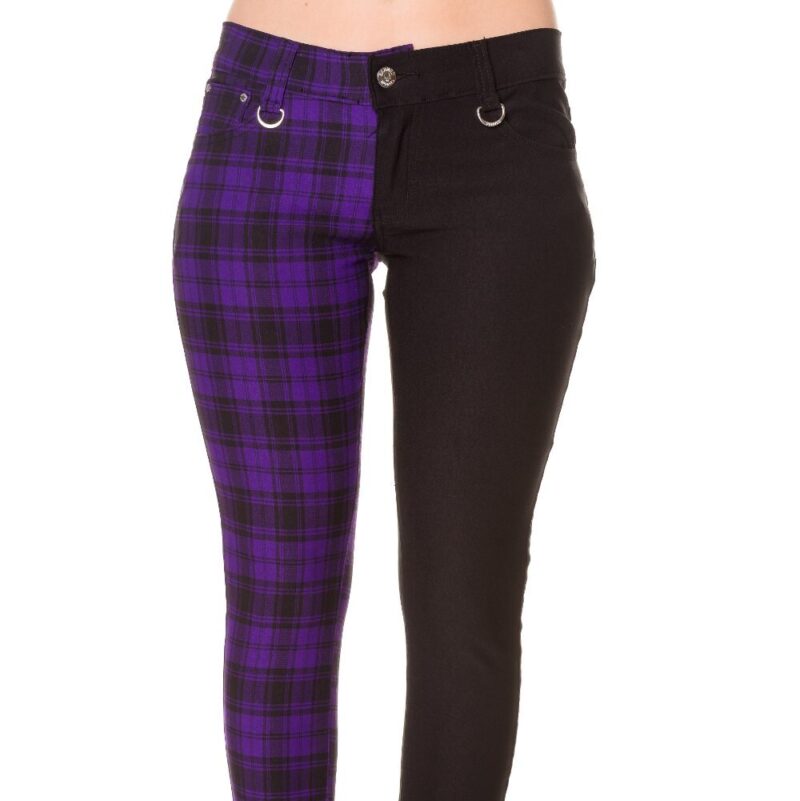 Tartan-Jeans, black/purple