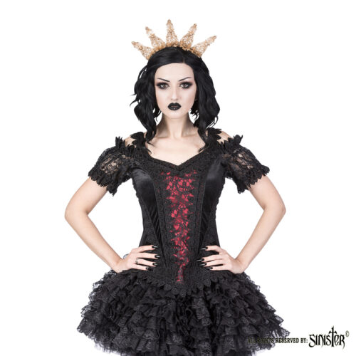 1133 – Velvet and lace puff shoulder gothic top by Sinister
