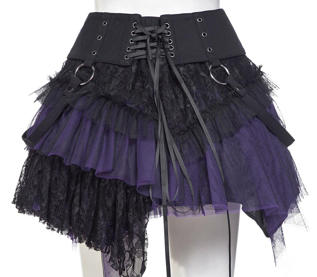 amelia-layered-black-and-purple-mini-skirt-with-belt-21034bp (1)