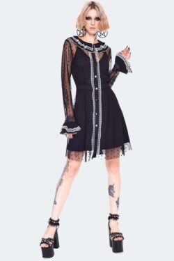 Frilled Collar Mesh Dress