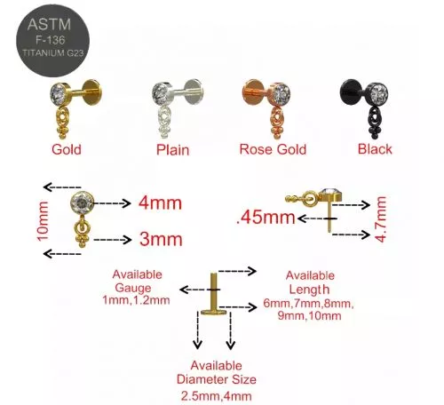 Titan Labret mit Push Fit Stecker "Dangling Balls" – Bild 2