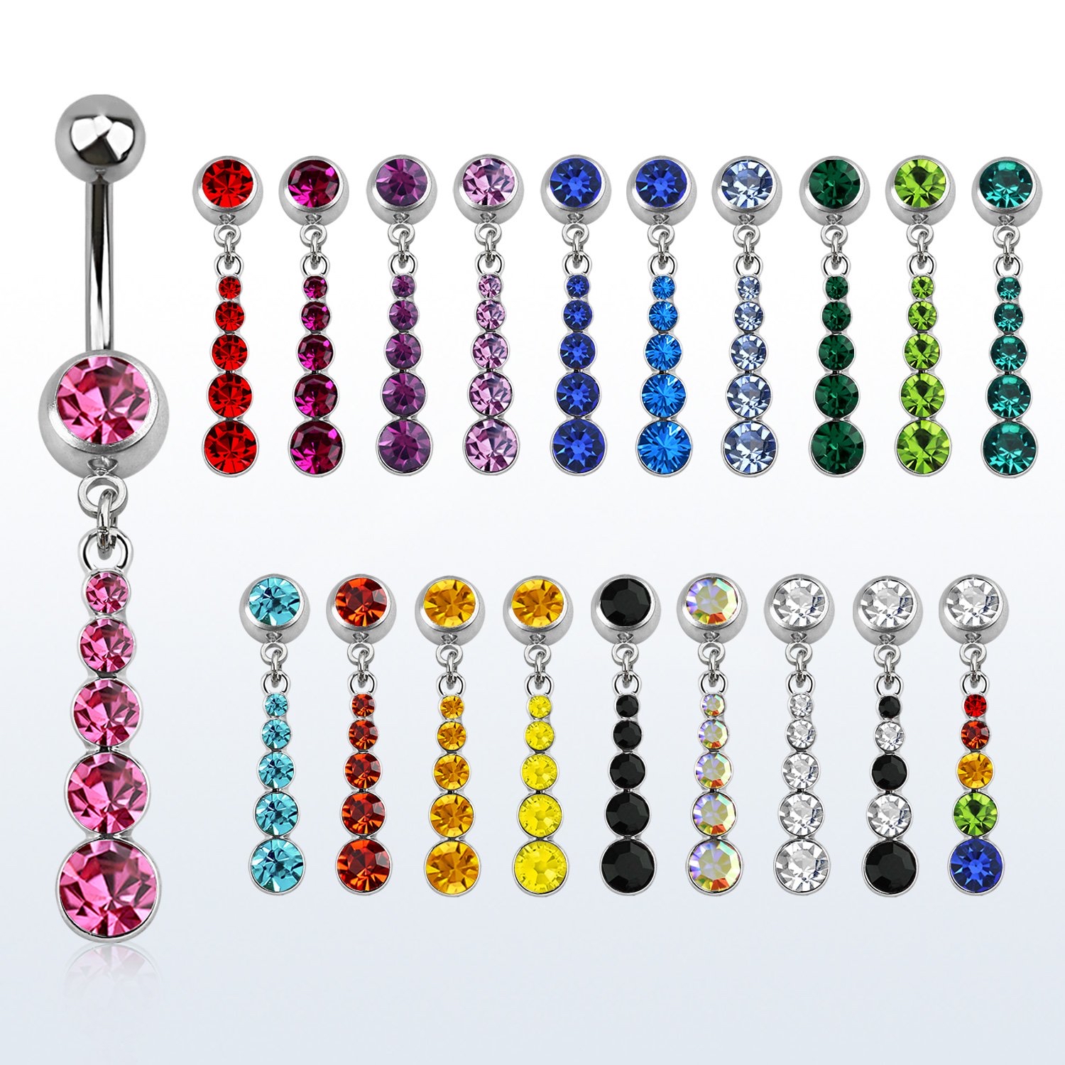 Bauchnabelpiercing "Kristallkette", Chirurgenstahl 316L