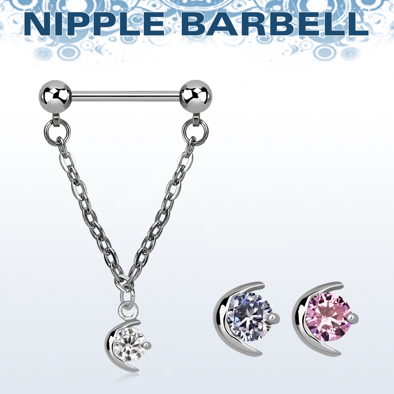 Nippelpiercing "Funkelnder Mond", Chirurgenstahl 316L