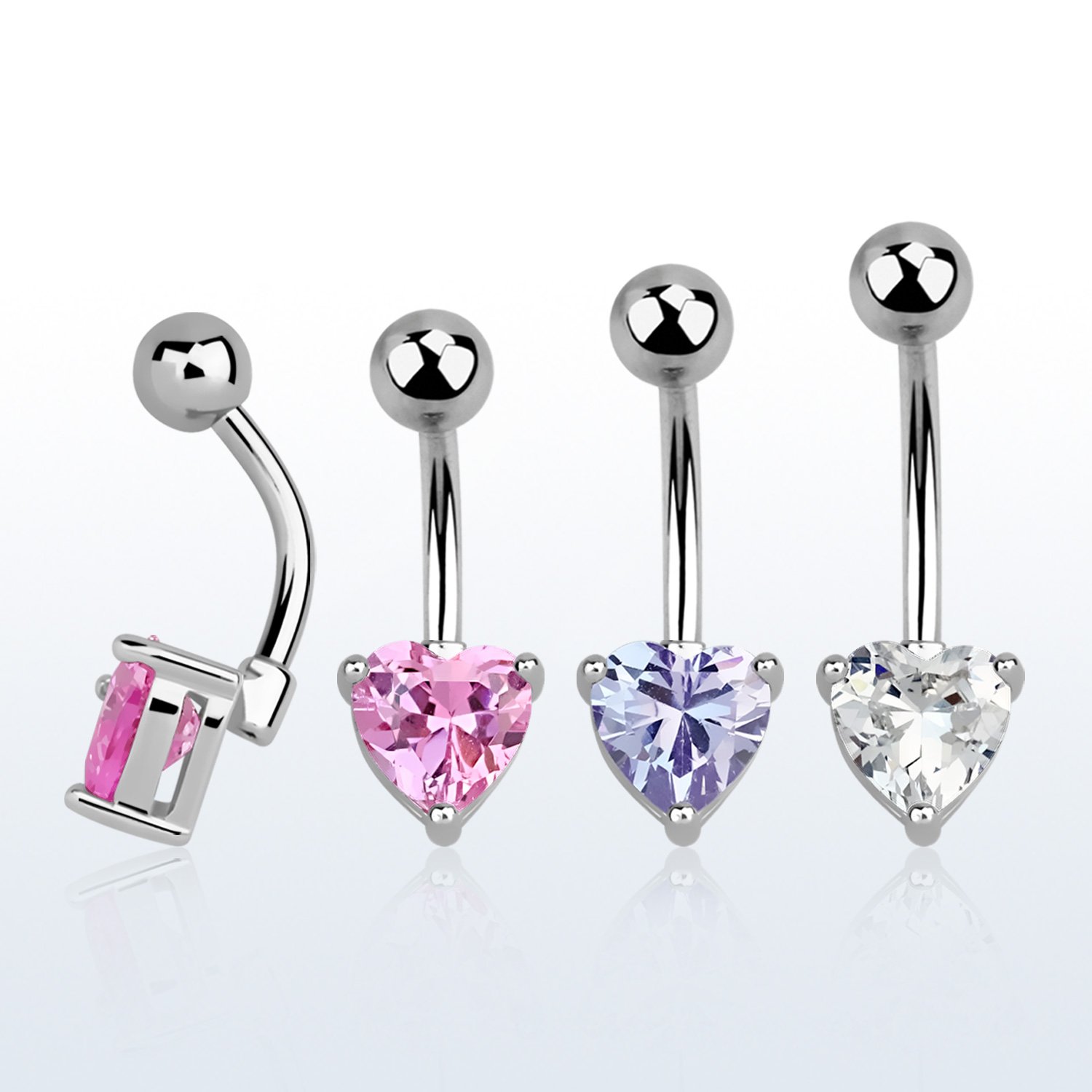 Bauchnabelpiercing "Glitzerndes Herz", Chirurgenstahl 316L