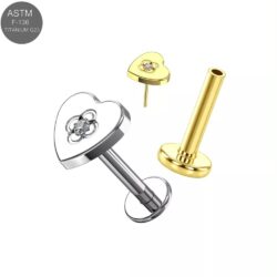 Piercingstecker "Funkelndes Herz", Titan
