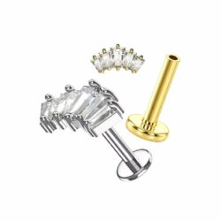 Piercingstecker "Kristallfächer", Chirurgenstahl 316L