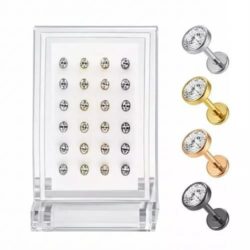 Piercingstecker "Single Kristall", Titan